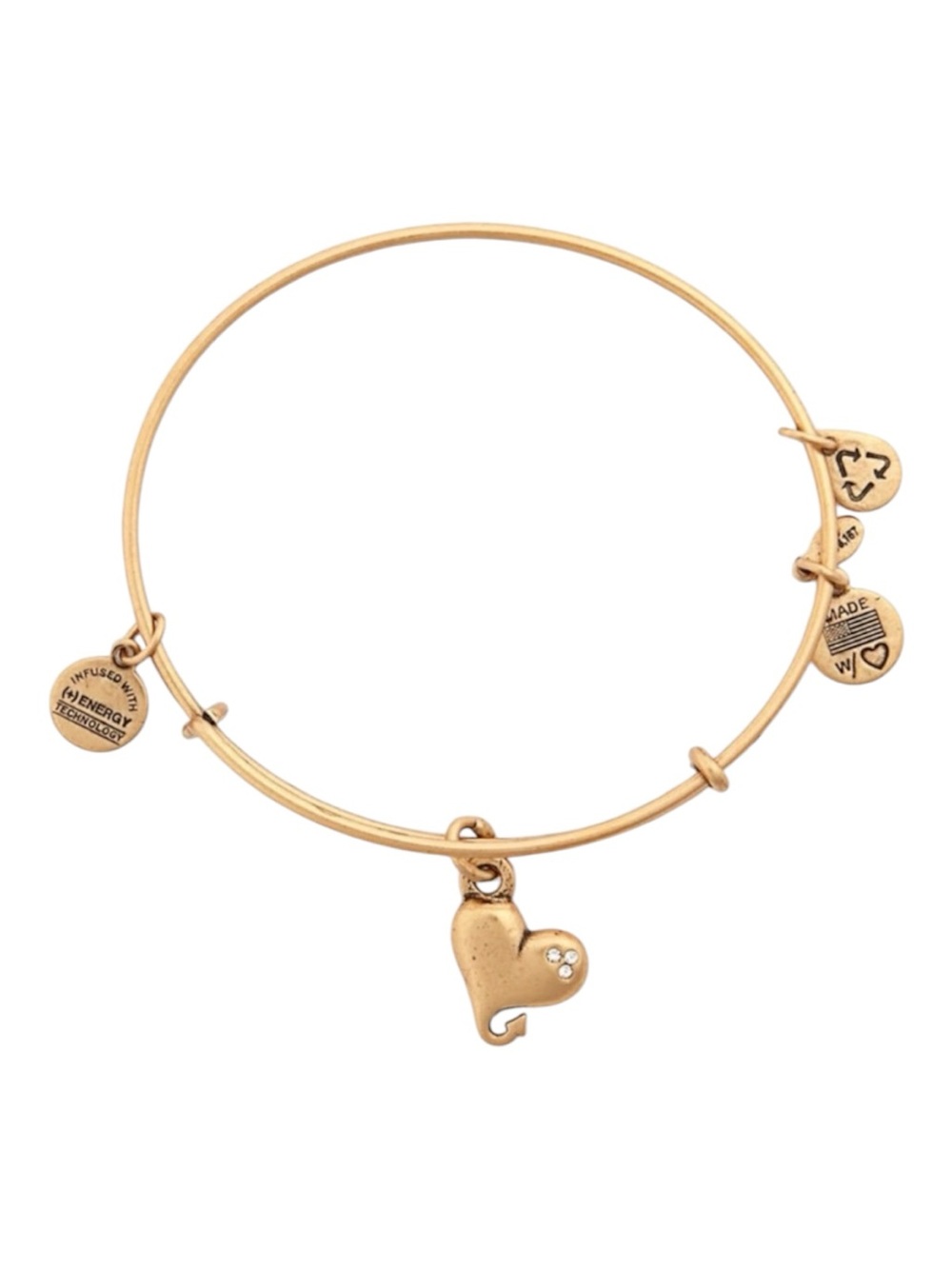 Alex & Ani Cupid's Heart Rafaelian Gold Bracelet - Picture 2 of 3